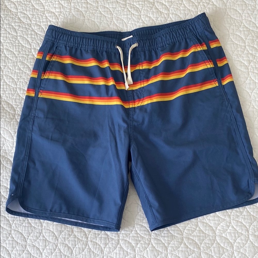 Fair harbor youth XL Blue Swim Shorts with Multicolor Stripes